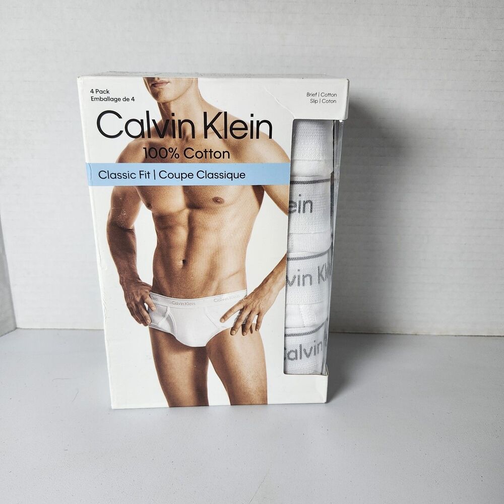 Men's Calvin Klein Classic Fit Cotton Brief 4 Pack Underwear Size Medium